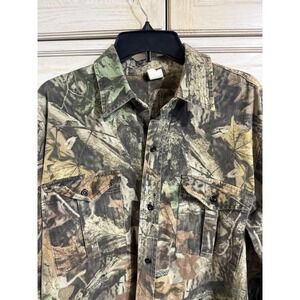 Vintage Ranger Shirt Mens L Brown Camo Advantage Timber Button Up Hunting